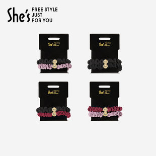 shes茜子奥莱发饰经典 多色 通勤弹力皮筋女基础发圈人气马尾2根装