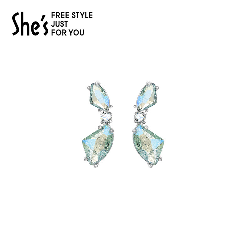 shes茜子奥莱莫奈自然复刻璀璨贴片石对称蝶翼小众耳环耳钉耳饰,饰品/流行首饰/时尚饰品新,耳钉,淘宝优惠券,粉丝福利购,淘宝优惠卷