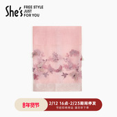 shes茜子植物物语立体蝴蝶刺绣轻奢桑蚕丝丝巾披肩女围巾高档礼物