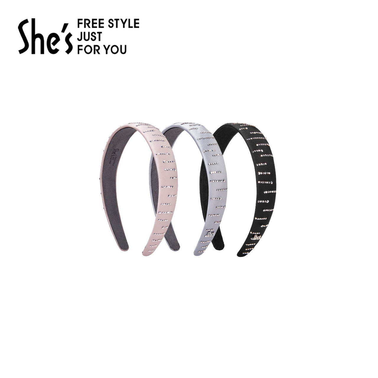 shes茜子奥莱轻简百搭烫钻柔软仿真丝缎发箍高级感高颅顶头箍发卡