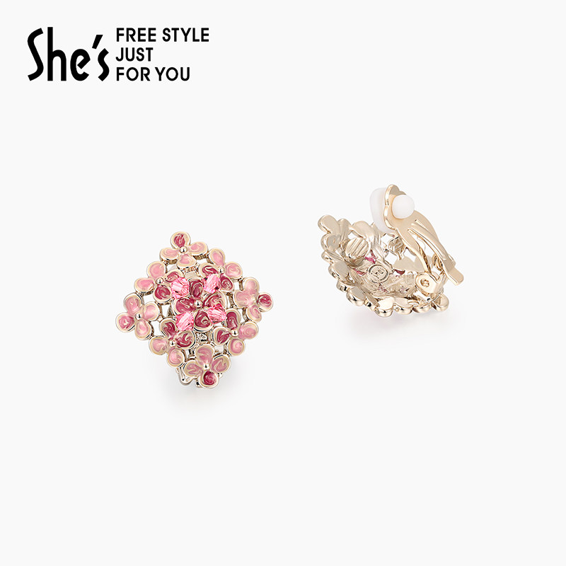 shes茜子清新手工花瓣造型耳饰女款轻奢小众精致无耳洞耳饰耳骨夹,饰品/流行首饰/时尚饰品新,耳夹,淘宝优惠券,粉丝福利购,淘宝优惠卷