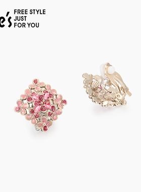 shes茜子清新手工花瓣造型耳饰女款轻奢小众精致无耳洞耳饰耳骨夹