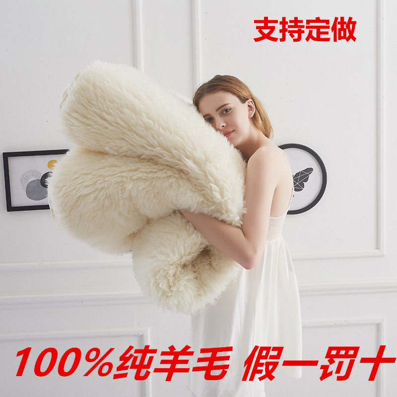 纯羊毛床垫100%澳洲纯羊毛床垫子加厚保暖床褥垫被软垫家用绒毛毯