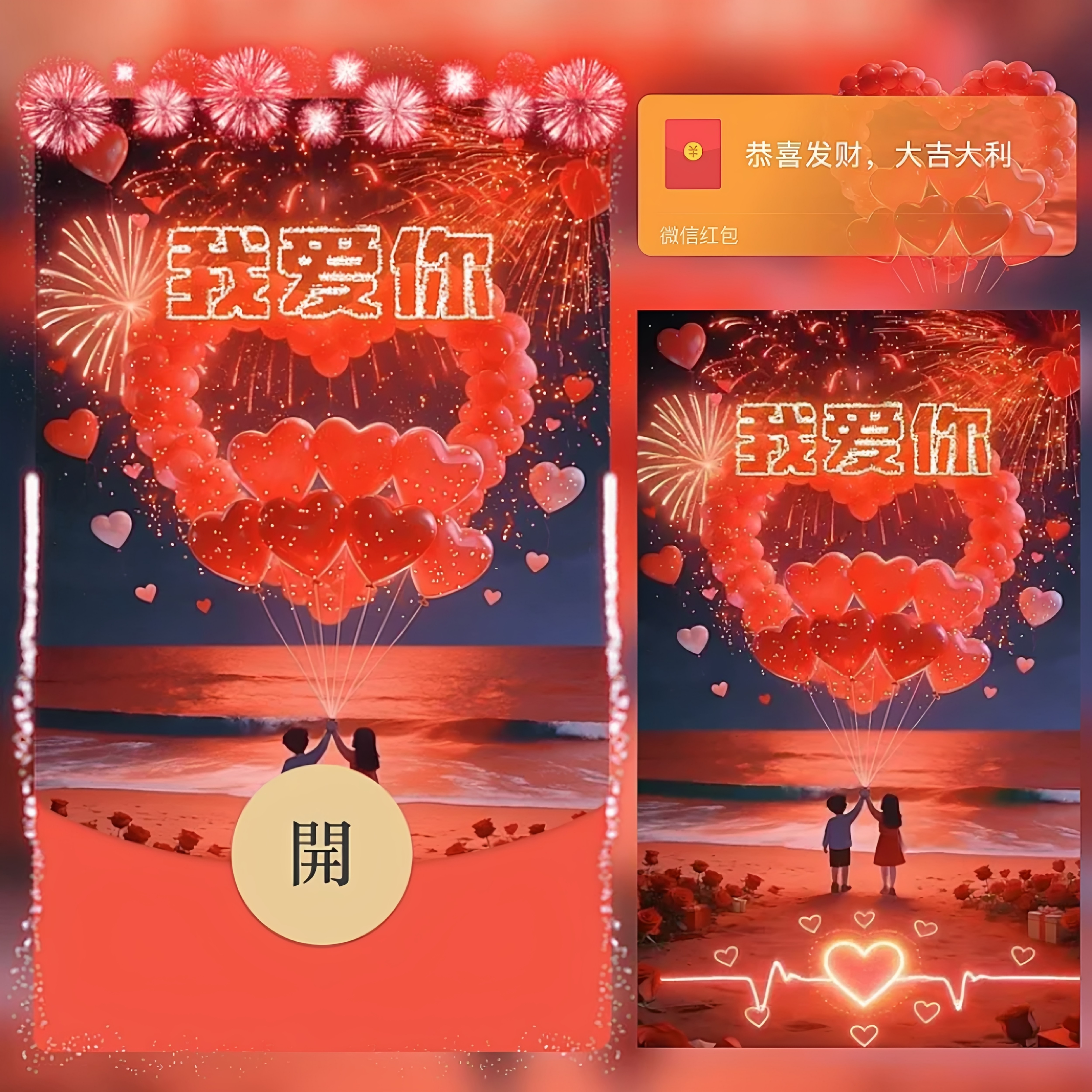 我爱你微信红包封面皮肤序列号2026新款浪漫城堡烟花vx皮肤激活码