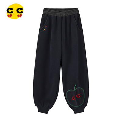 clanc潮牌童装25冬新品男童加绒保暖长裤舒适休闲运动束脚加绒裤