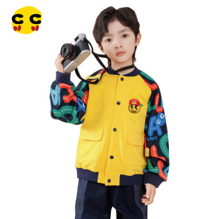 儿童拼接撞色运动棒球服外套男童夹克 新款 clanc潮牌童装 2024秋装