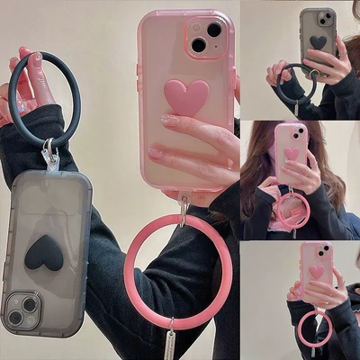 立体爱心适用小米11青春版手机壳10s透明k50清新k40pro女k30软壳5Gk40s防摔红米note11保护套por手绳12x潮9A