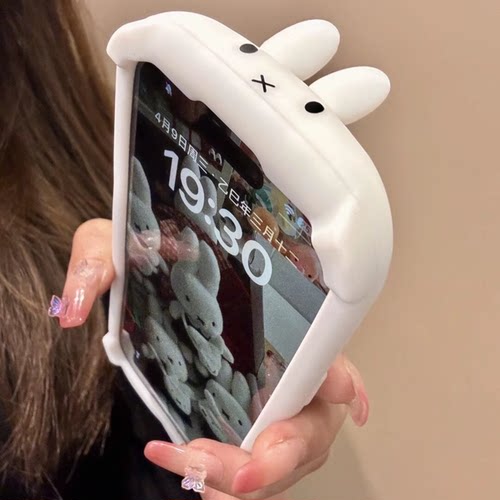 日韩可爱趴趴小熊兔子硅胶软壳适用苹果16promax手机壳iphone15少女心14pro高级感13全包防摔16por保护套Q萌