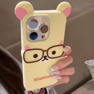 立体可爱轻松熊适用苹果4S手机壳iphone8硅胶软壳SE2全包15plus防摔765s保护套16promax女14新款13可爱12萌11