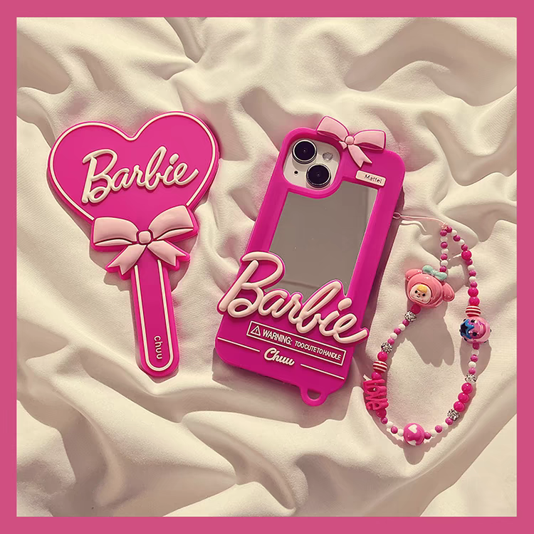 可爱芭比镜子适用苹果15手机壳iPhone16plus全包14p