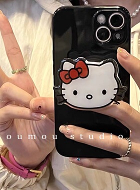 亮面黑色适用华为nova12pro手机壳Hi Nova10全包防摔nova11se保护套9876se可爱kt猫支架5por简约4e5z女款3i