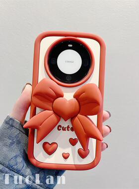适用vivos17手机壳立体爱心蝴蝶结s16pro保护套y77e折叠支架y52s新年y53s红色iqoou5软硅胶y76防摔z3潮y31s女