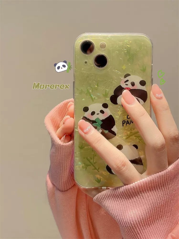 可爱熊猫vivo y76s手机壳y52s贝壳纹y50小清新绿色y53s保护套y30超薄y