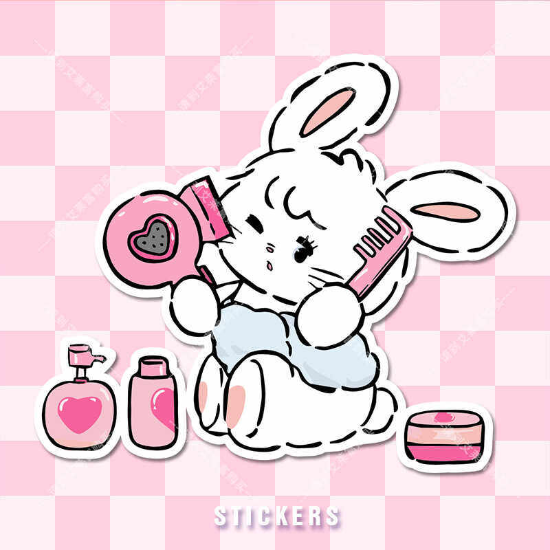 可爱卡通mikko小兔少女心汽车贴个性创意电动摩托车冰箱装饰贴画