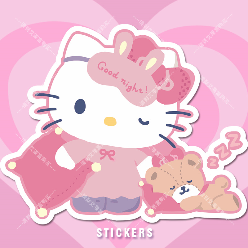 可爱少女心凯蒂猫小熊贴纸电动车个性创意KT猫划痕遮挡装饰贴防水