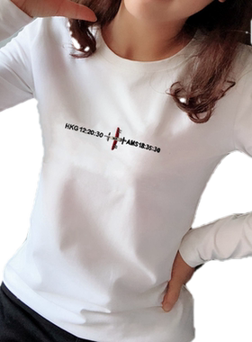 打底衫女长袖纯棉t恤女