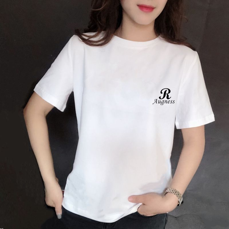 白色t恤女短袖2025新款印花半袖女体恤纯棉韩版宽松大码黑色t恤女