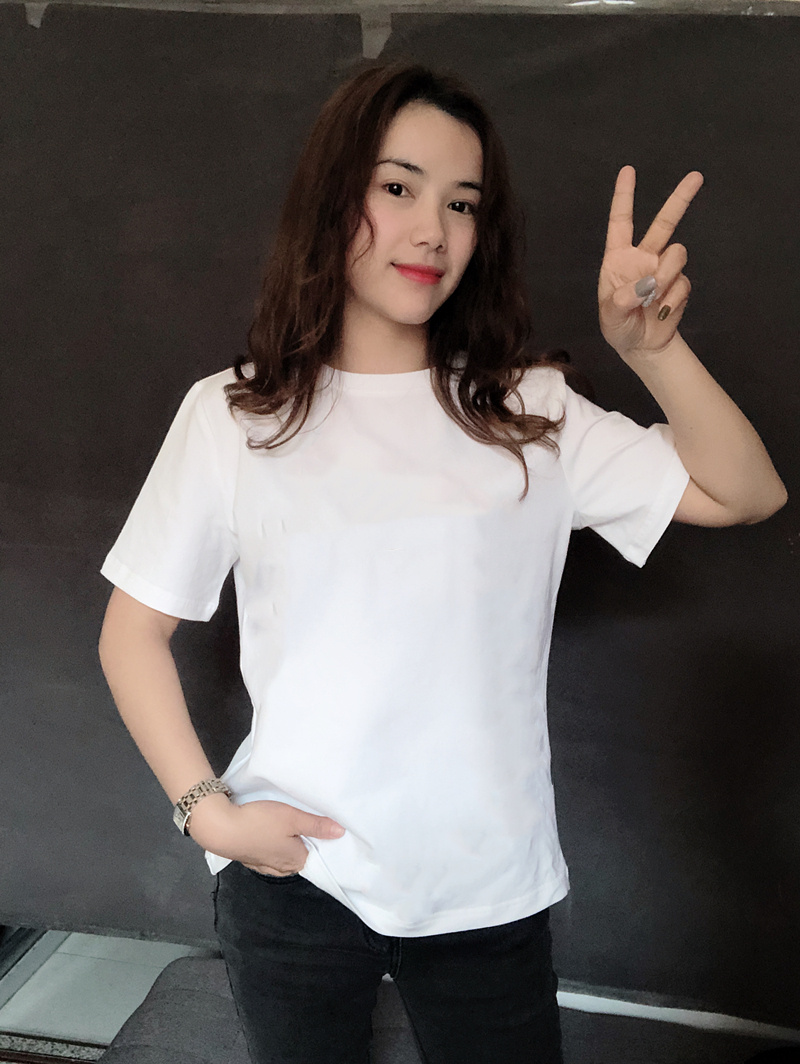 2025夏季新款白色t恤女短袖纯色宽松显瘦韩版圆领纯棉体恤女半袖