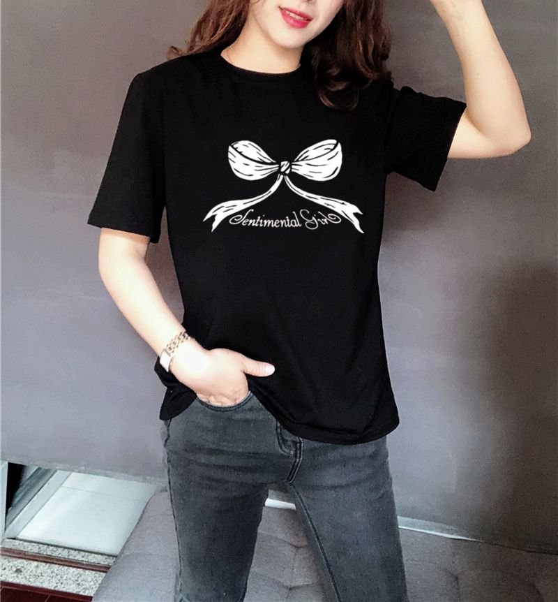2025夏季新款印花半袖女体恤纯棉韩版宽松大码短袖女t恤白色显瘦
