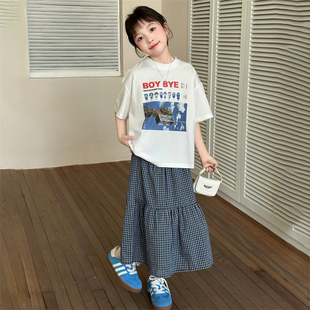 新品 簡(jiǎn)約超仙2025精致 韓范高級(jí)感森系紗裙韓版 下半身裙女童夏套裝