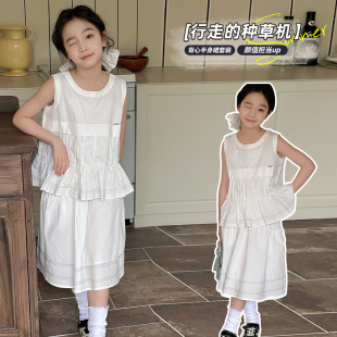 女童森系超仙女孩夏新超好看網紅生日夏潮2025流行簡約 半裙套裝