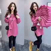 时尚 减龄修身 显瘦中长款 网红爆款 T恤女气质百搭纯色字母印花衬衫