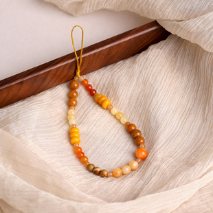 长复古包钥匙扣吊坠指环腕绳腕带防丢 玛瑙玉髓手机链挂绳挂件女款