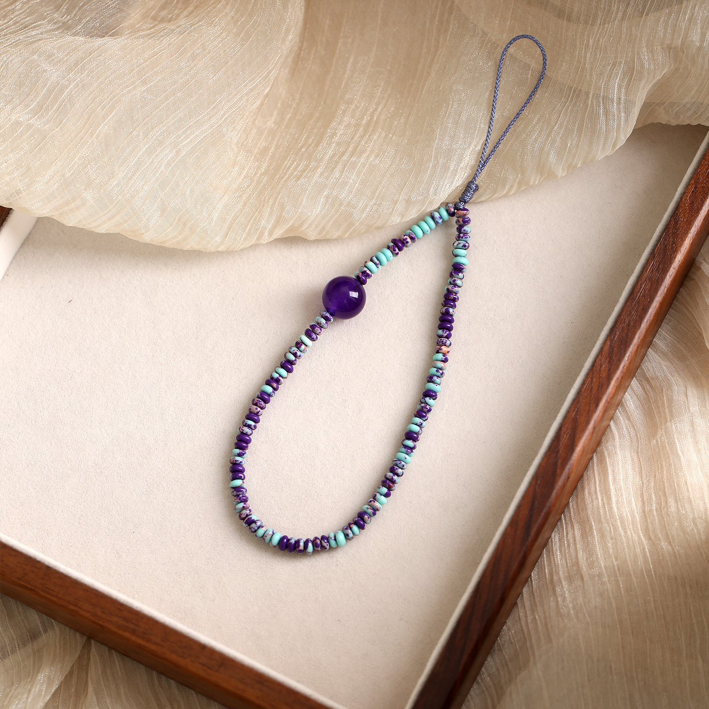 帝皇石手机链挂绳挂件女款长钥匙扣中国风指环手腕绳玉石腕带防丢