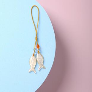 贝壳小鱼手机挂绳女款挂件短挂饰吊坠小巧挂坠手机链精致文艺简约