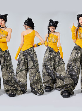女童爵士舞服装jazz模特走秀舞蹈练功服时髦酷炫少儿街舞演出服潮