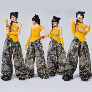 女童爵士舞服装 jazz模特走秀舞蹈练功服时髦酷炫少儿街舞演出服潮