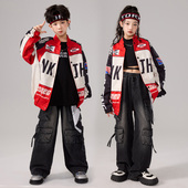 街舞儿童潮服嘻哈机车服套装 男童潮酷hiphop童装 少儿爵士舞演出服
