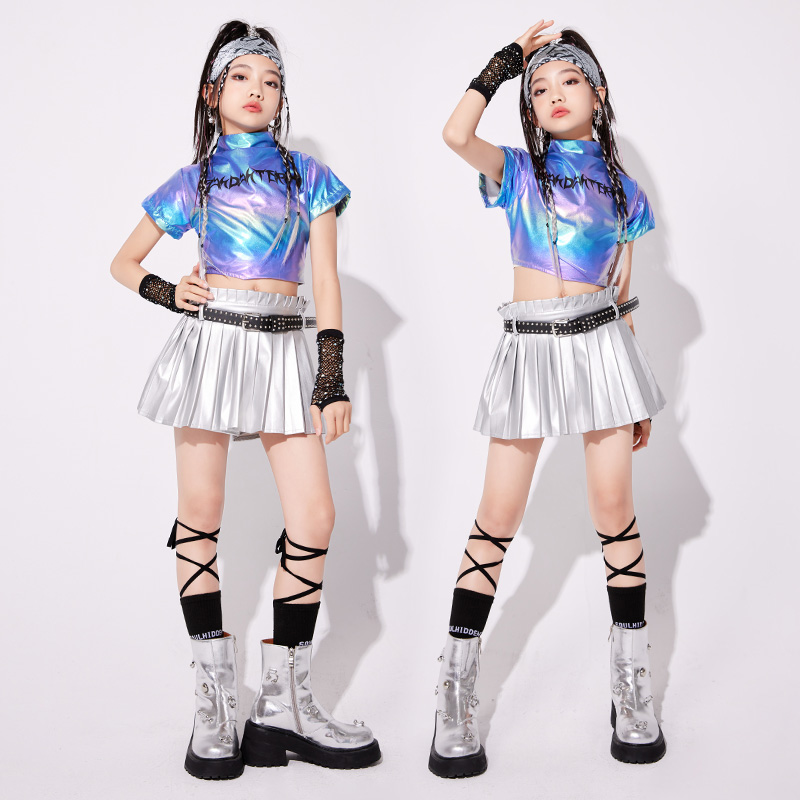 爵士舞服装女童潮酷幻彩jazz套装儿童舞台走秀少儿爵士舞演出服装