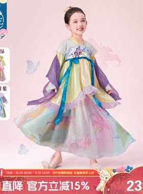 秋季女童汉服重工不规则连衣裙