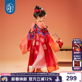 汉服裙女童秋季 古装 新款 中式 儿童礼服演出服 重工改良唐装 年衣童装