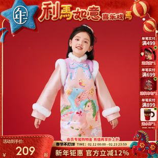 年衣童装旗袍裙冬季新款女童唐装连衣裙中式假两件裙子礼服拜年服
