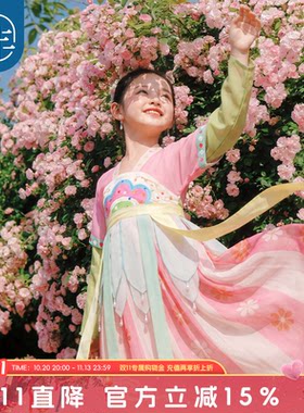 年衣童装女童改良汉服裙夏季薄款新款连衣裙儿童中秋唐装演出服
