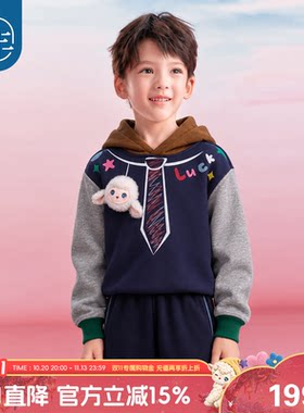 冬季加绒加厚男女童连帽卫衣