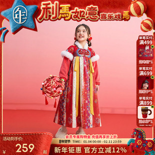 年衣童装儿童汉服裙女童冬季新款改良唐装汉服连衣裙新年拜年服