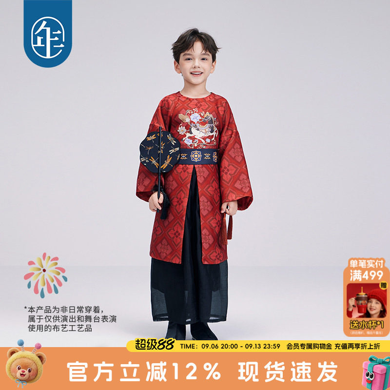 年衣童装儿童汉服套装男童春秋季改良唐装长袍中秋节灯笼裤演出服图片