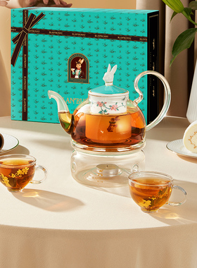 布兰兔的茶骨瓷玻璃壶套装蜡烛茶壶下午茶煮茶器围炉煮茶送礼礼盒