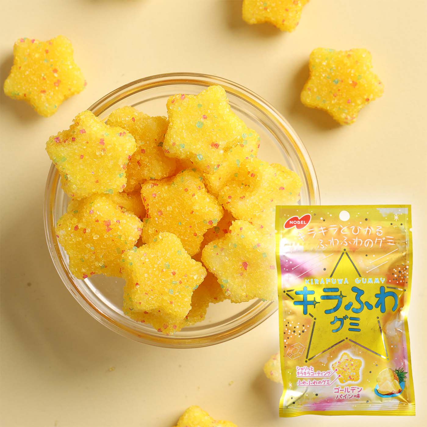 日本进口诺贝尔星星软糖菠萝味星型糖NOBEL造型糖果高颜值小零食