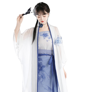茵卡蕾谷雨原创夏季宋制汉服旋裙长干寺褙子长衫女日常通勤可穿