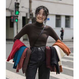 半高领打底衫女早春内搭毛衣针织衫加厚上衣冬季新款黑色白色