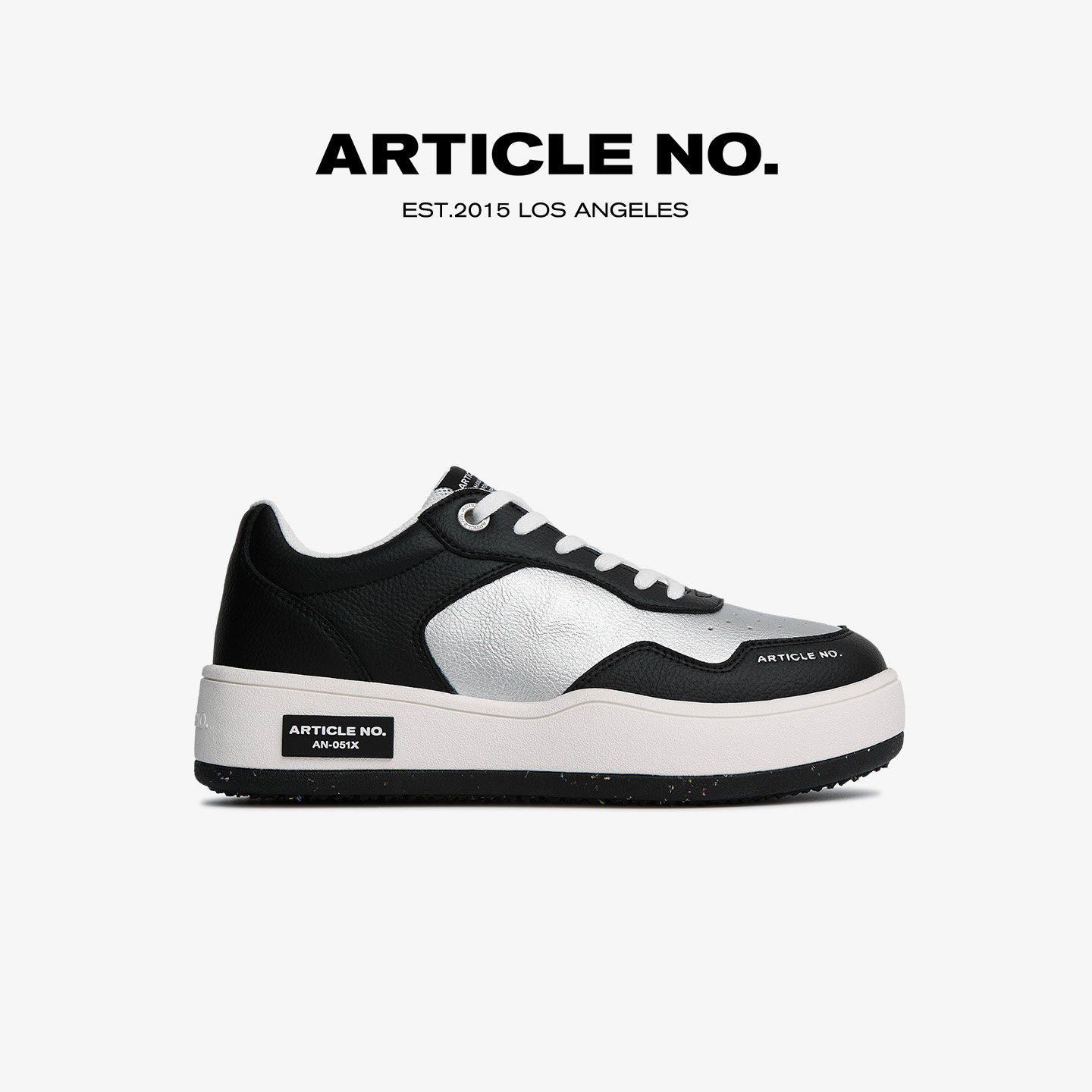 26新品ARTICLE NO.时尚休闲鞋厚底小白鞋黑拼银汉堡鞋子宽楦板鞋图片