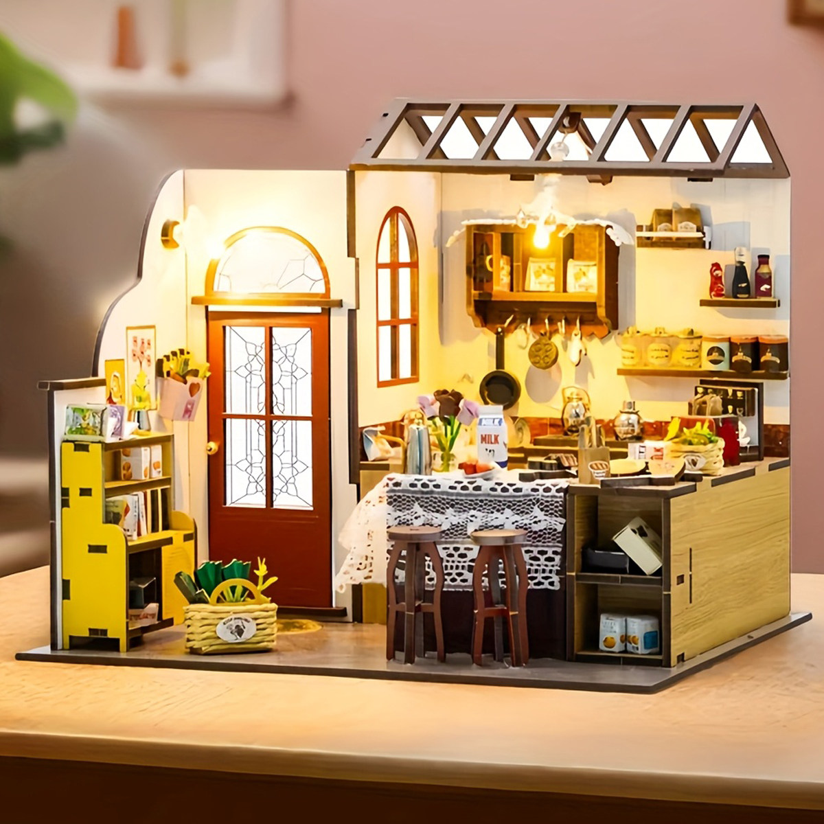 佩塔的厨房diy手工小屋建筑房子玩具模型创意微缩场景生日礼物女