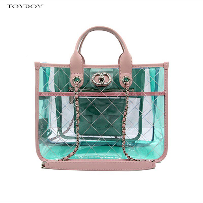 .香港包包女2019新款潮网红时尚大容量购物袋透明手提果冻包|msdalam kategori Beg kulit/wanita/beg lelaki, beg Ms. - dari Buy2taobao.com untuk memberikan perkhidmatan ejen Taobao profesional membeli