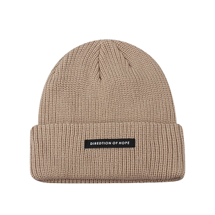 帽子女简约百搭休闲针织帽秋冬保暖护耳帽字母贴布毛线帽冷帽男潮