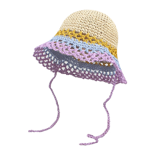 韩国设计师手工草编渔夫帽女夏季出游镂空透气遮阳防晒太阳帽盆帽