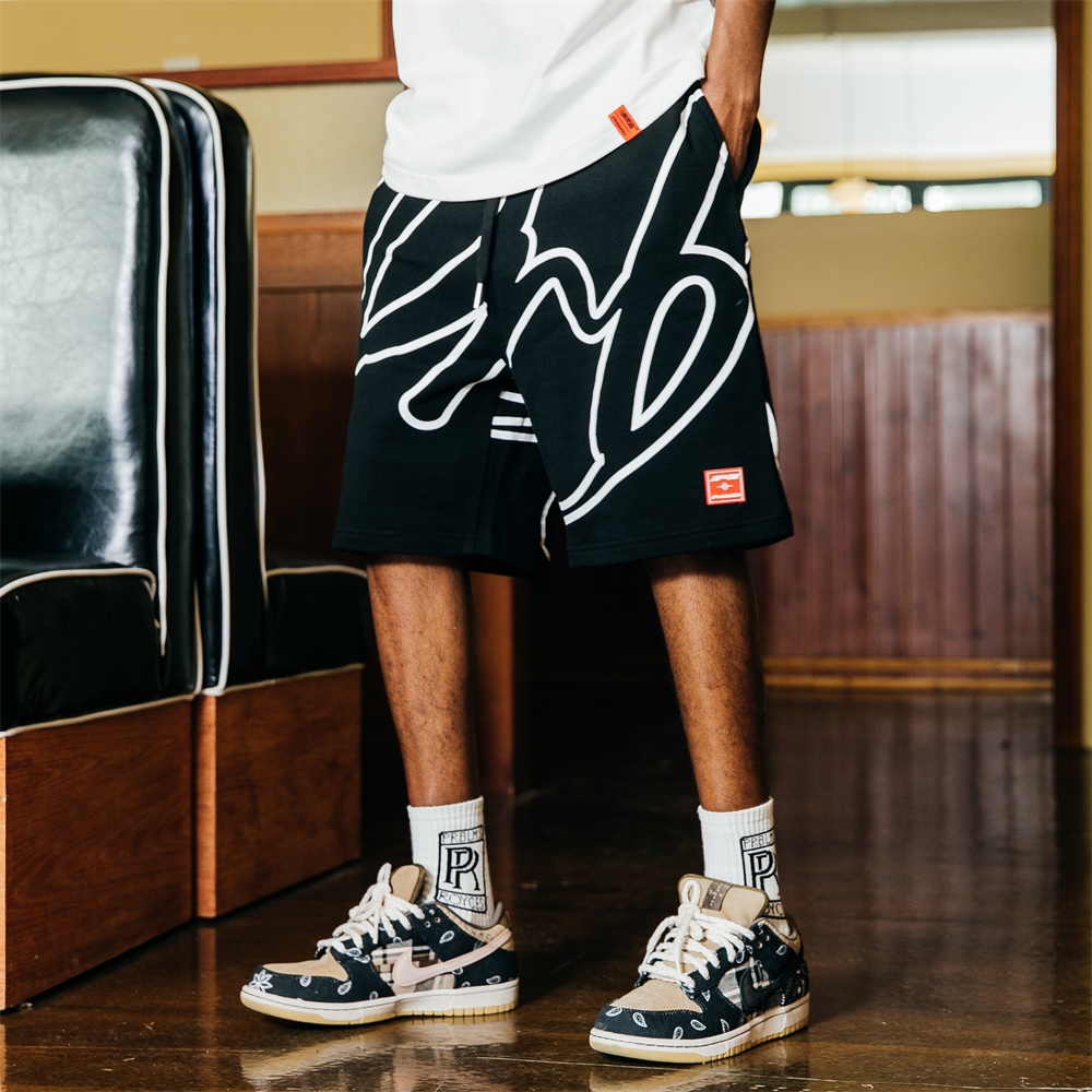 PRBLMS潮牌多色大LOGO印花沙滩短裤国潮街头休闲百搭五分裤